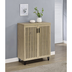 English Elm Clackamas Engineered Wood Shoe Cabinet with Hairpin Legs and Matte Gold Hardware White Oak B062P440406