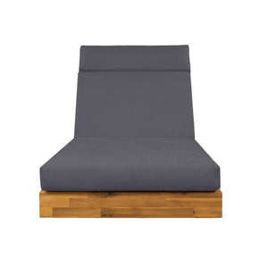 English Elm Boat-shape Acacia Wood Outdoor Chaise Lounge Slatted Teak Finish Poolside Recliner Dark Grey,Teak N770P380117T_N770P285267G