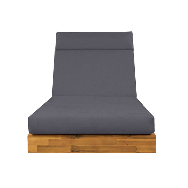 English Elm Boat-shape Acacia Wood Outdoor Chaise Lounge Slatted Teak Finish Poolside Recliner Dark Grey,Teak N770P380117T_N770P285267G