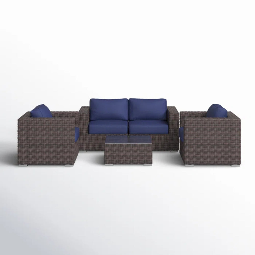 English Elm Fully Assembled 4-Piece Patio Rattan Sofa Set - Durable, Comfortable, Weather-Resistant Elegance! B120S00175