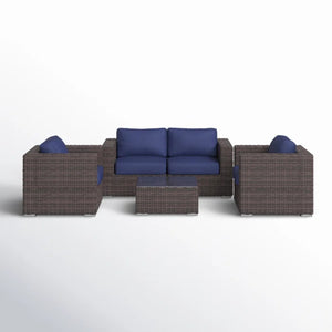 English Elm Fully Assembled 4-Piece Patio Rattan Sofa Set - Durable, Comfortable, Weather-Resistant Elegance! B120S00175