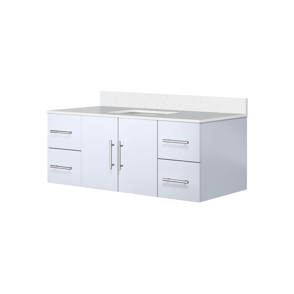 English Elm Glossy 48 in. Bath Vanity with White Quartz Top, Solid Wood Frame, Soft-Close Drawers & Ample Storage B2731P258658