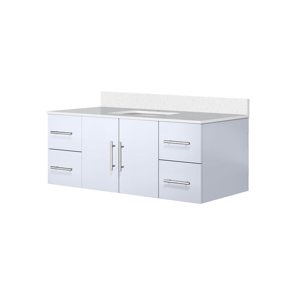 English Elm Glossy 48 in. Bath Vanity with White Quartz Top, Solid Wood Frame, Soft-Close Drawers & Ample Storage B2731P258658