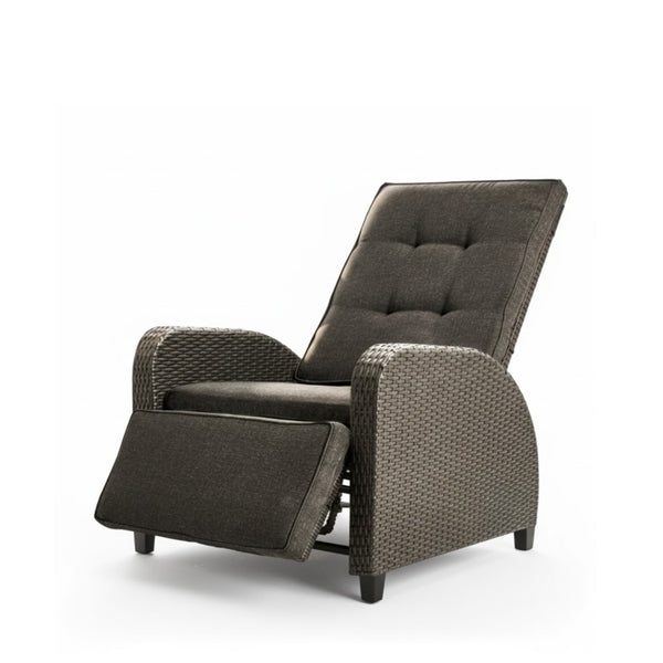 English Elm 30" Wide Reclining Patio Lounge Chair with Footrest and Weather Resistant Frame B082P455130