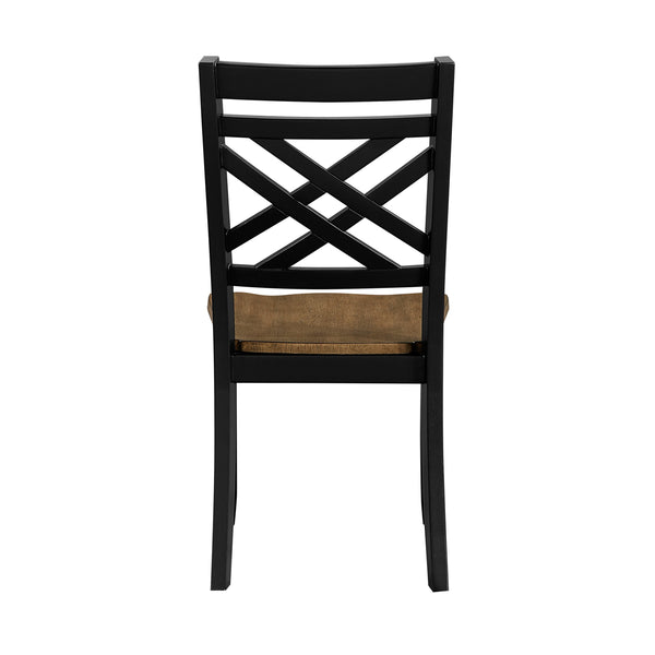 English Elm 2-tone Farmhouse Dining Set Seats Six with X-back Chairs and Open Storage Shelf B011S02212