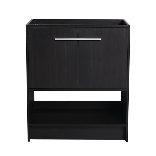 English Elm 30" Freestanding Bathroom Vanity Cabinet with 2 Doors, Integrated Basin & Open Shelf, Modern Ergonomic Design Dark Oak W1972P268399