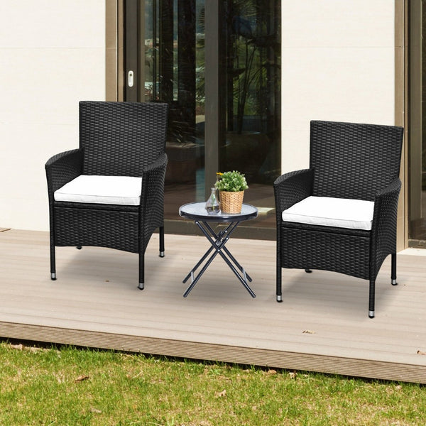 English Elm Outsunny 2-Piece Rattan Wicker Dining Chair Set With Cushions - Stackable, Anti-Slip & Stylish Design W2225P217675-GIGA