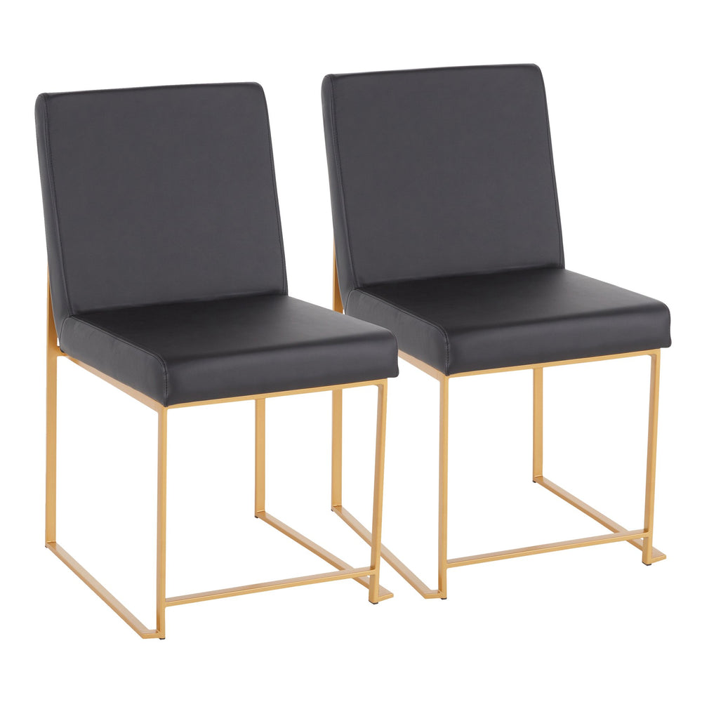 English Elm High Back Fuji Contemporary Dining Chair Set Of 2 - Gold & Black Faux Leather, Modern Comfort & Style B202P223539