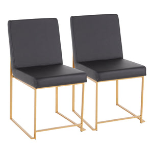 English Elm High Back Fuji Contemporary Dining Chair Set Of 2 - Gold & Black Faux Leather, Modern Comfort & Style B202P223539