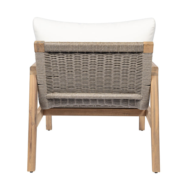 English Elm Outdoor Acacia Wood Rope Club Chair with Cushion for Coastal Patio Comfort N772P415592T