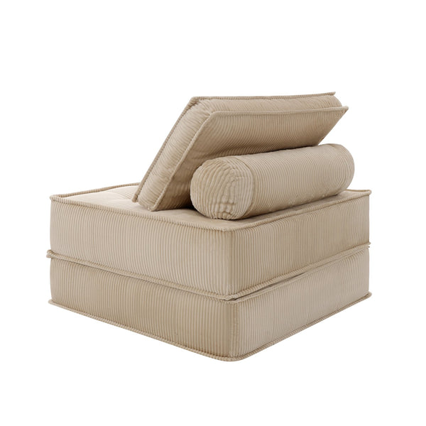 English Elm 33.4 Inch Modular Corduroy Lounge Chair with Spring Cushions for Compact Living Spaces Camel W3975P455223