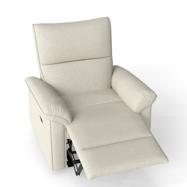 English Elm Wall Zero Wall Power Recliner Chair with Overstuffed Backrest, USB Type-C Charging Port, Space-Saving Electric Recliner for Small Rooms Beige+Grey W1028S00053