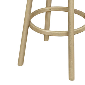 English Elm Christopher Knight Home® - Round Chunky Cushion Bar Stool with Curved Ergonomic Back, Solid Rubberwood Frame, Durable Comfort Beige,Natural Ash N771P346003A