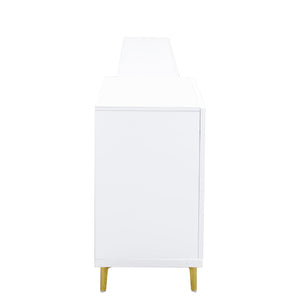 English Elm Wood Extendable TV Stand with Retractable Cabinet and Ample Storage for Living Room Media Centers White W331S00177