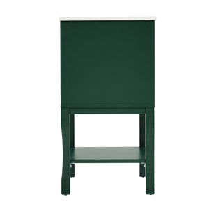 English Elm 24'' Retro Green Bathroom Vanity with Glossy Resin Basin, Solid Wood Feet, Soft-Close Doors, Ample Storage, Metal Handles (Modern) WF324870AAF