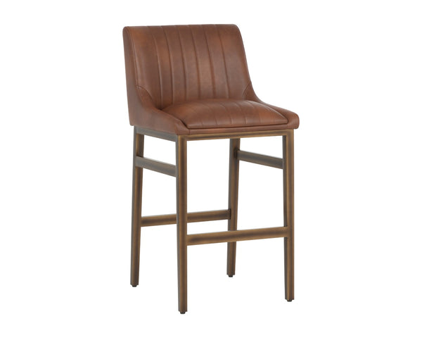 Sunpan HALDEN Barstool - Elevate Your Space with Durable Bravo Admiral Faux Leather and Rustic Bronze Frame Brown 112258