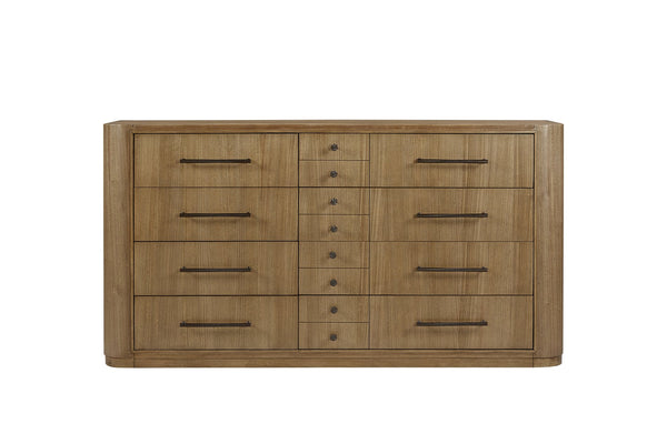 English Elm Large Dresser Eucalyptus Veneer Light Brown Solid Wood MDF, Soft-Close Drawers, Cedar & Felt Lined Storage B2699P395385