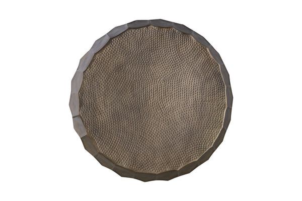 English Elm CT101 Hand‑Hammered Round 32" Coffee Table with Hexagonal Patterned Surface and Timeless Finish Gold B009P295926