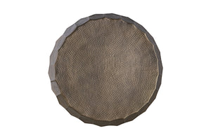 English Elm Modern Round Hand-Hammered Aluminum Coffee & End Table Set — Hexagonal Patterned Artisanal Design Gold B009S01529