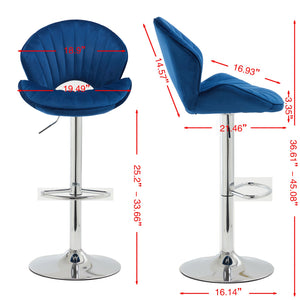 English Elm Bar Stools modern adjustable swivel counter chairs with back and footrest, chrome base for kitchen pub gatherings Navy W1249P386233