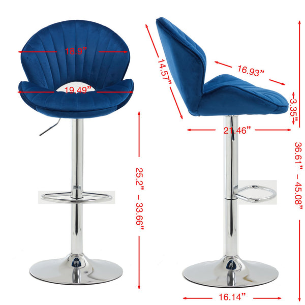 English Elm Bar Stools modern adjustable swivel counter chairs with back and footrest, chrome base for kitchen pub gatherings Navy W1249P386233
