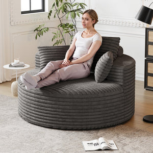 English Elm 50''L Plush Corduroy Sponge Single Sofa Bed with No Assembly, Fluffy Modern Sleeper for Living Areas Grey W834P337418