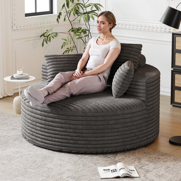 English Elm 50''L Plush Corduroy Sponge Single Sofa Bed with No Assembly, Fluffy Modern Sleeper for Living Areas Grey W834P337418