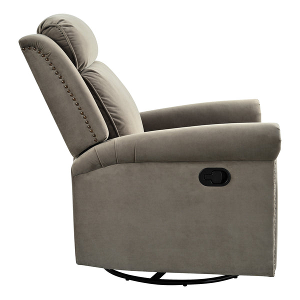 English Elm Christopher Knight Home® - 360° Swivel Recliner Plush Velvet Manual Rocker with Infinite Recline Support for Living Room Comfort Light Brown N763P202666F