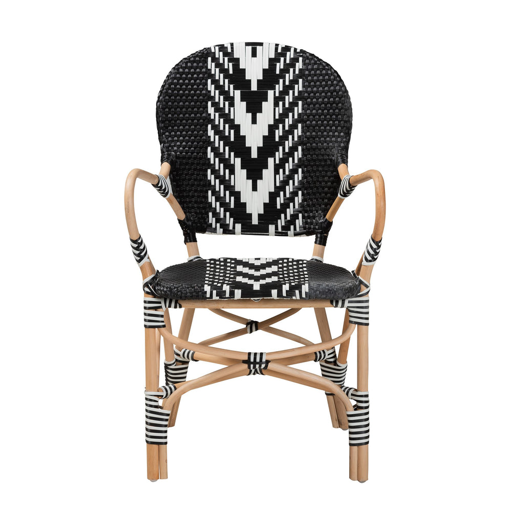 English Elm Modern Rattan Bistro Arm Chair with Hand Woven Synthetic Seat for Dining Rooms B2750P467644
