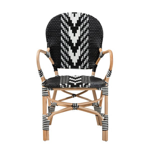 English Elm Modern Rattan Bistro Arm Chair with Hand Woven Synthetic Seat for Dining Rooms B2750P467644