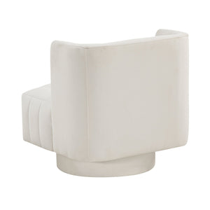 English Elm Modern Swivel Chair Channel-Tufted Barrel Back Upholstered Accent Seat with 360° Metal Base, Cozy Contemporary Comfort Beige 37.5 L x 28.5 W x 14.5 H B011P379435