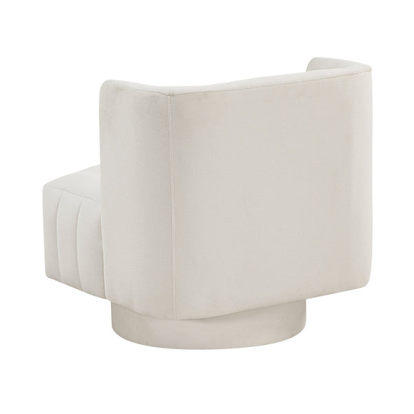 English Elm Modern Swivel Chair Channel-Tufted Barrel Back Upholstered Accent Seat with 360° Metal Base, Cozy Contemporary Comfort Beige 37.5 L x 28.5 W x 14.5 H B011P379435