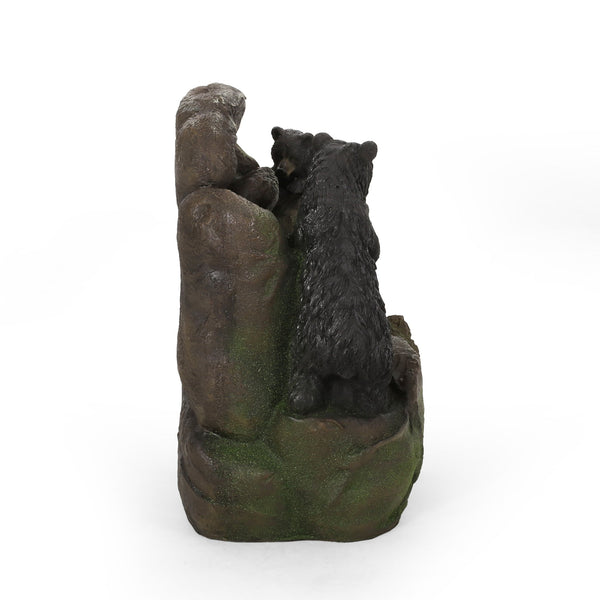 English Elm Christopher Knight Home® - 23.75" Hand Crafted Weather-Resistant Floor Fountain with LED Underwater Lights, Faux Stone Moss Black, 23.75" 71776.00MBLK