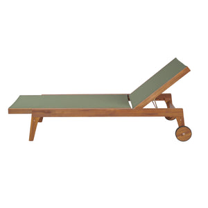 English Elm Christopher Knight Home® - OUTDOOR Chaise Lounge with Acacia Wood Frame and Breathable Mesh Seating for Durable Outdoor Comfort Green,Natural 63.5 L x 31.25 W x 6 H N776P286344G