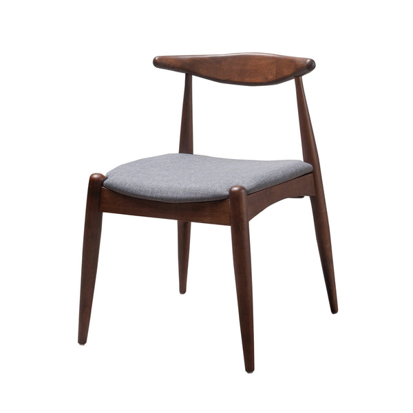 English Elm [video] 5-piece Mid-century Rubberwood Dining Set with Upholstered Chairs for Family Meals Light Gray,Walnut N759S002011D