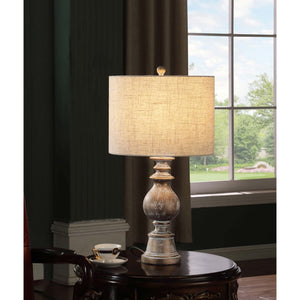 English Elm Wahlburg Oatmeal and Antique Gold Drum Shade Table Lamp — 28" Elegant Polyresin Accent Lamp, Dimmable Options B062P344889