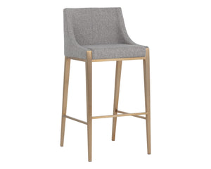 Sunpan DIONNE Barstool - Modern Design with Antique Brass Legs for Stylish Dining and Bar Areas Pebble 112414