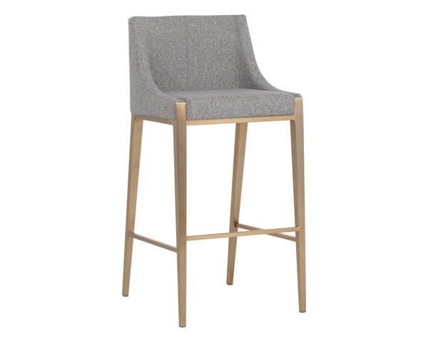 Sunpan DIONNE Barstool - Modern Design with Antique Brass Legs for Stylish Dining and Bar Areas Pebble 112414