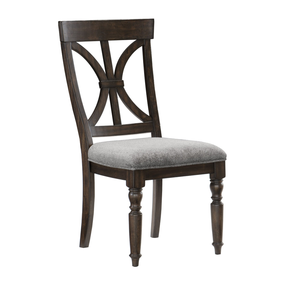 English Elm Transitional Driftwood Charcoal Upholstered Side Chairs Set of 2 — Acacia Veneer Plank Effect, 20.25x24x40.25" B011P289733