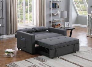 English Elm Zaira Linen Convertible Sleeper Loveseat with Side Pocket for Small Spaces Dark Gray B2749S00191