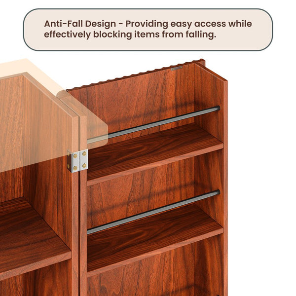 English Elm 72" Fluted Pantry Cabinet Tall Freestanding Kitchen Organizer with Sculpted Wood Doors Walnut W1820P379273