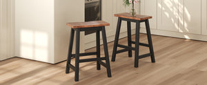 English Elm TOPMAX Rustic 2-Piece Counter Height Wood Stools for Small Spaces, Walnut & Black, Durable 300lb Capacity N717P202397B