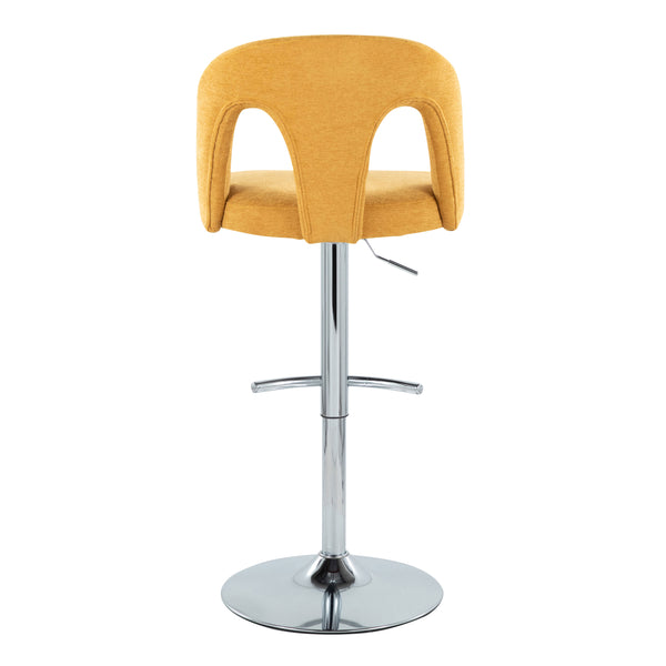 English Elm Adjustable Swivel Barstools with Yellow Fabric Seats and Chrome Base Set of 2 B202S01954
