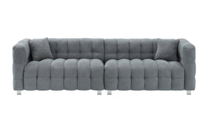 English Elm Elegant 102-Inch Teddy Velvet Sofa in Green Gray Pink Beige with 2 Pillows, Metal Feet, 500lb Capacity W1278S00022
