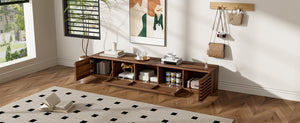 English Elm 70 Inch Walnut Media Console Low Profile Tv Stand with Soft Close Flip Doors N710P374711P