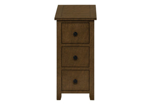 English Elm Accent Table For Small Spaces - Espresso Veneer Nightstand With 3 Storage Drawers & Modern Design B2710P219468