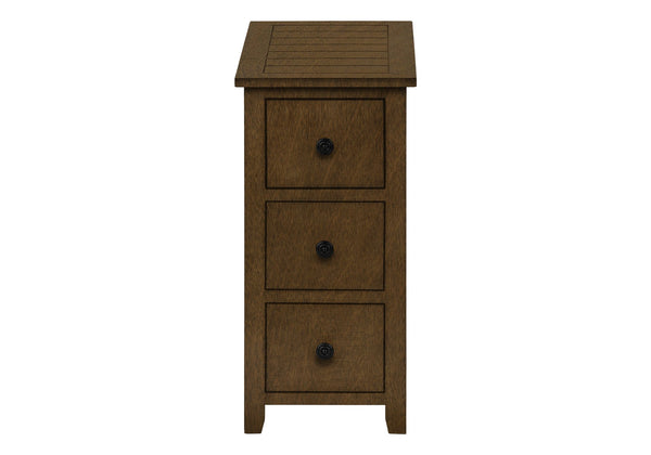 English Elm Accent Table For Small Spaces - Espresso Veneer Nightstand With 3 Storage Drawers & Modern Design B2710P219468