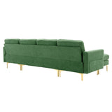 English Elm 110" L-Shape Convertible Sectional Sofa Couch With Movable Ottoman For Living Room, Apartment, Office, Green