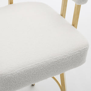 English Elm Ts Teddy Fleece Accent Chair Set of Two with Gold Square Legs for Glam Modern Spaces White W2311P412751