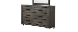 English Elm Modern Rubberwood Dresser with Full Width Bar Handles Gray Grain Finish Bedroom B011P447481